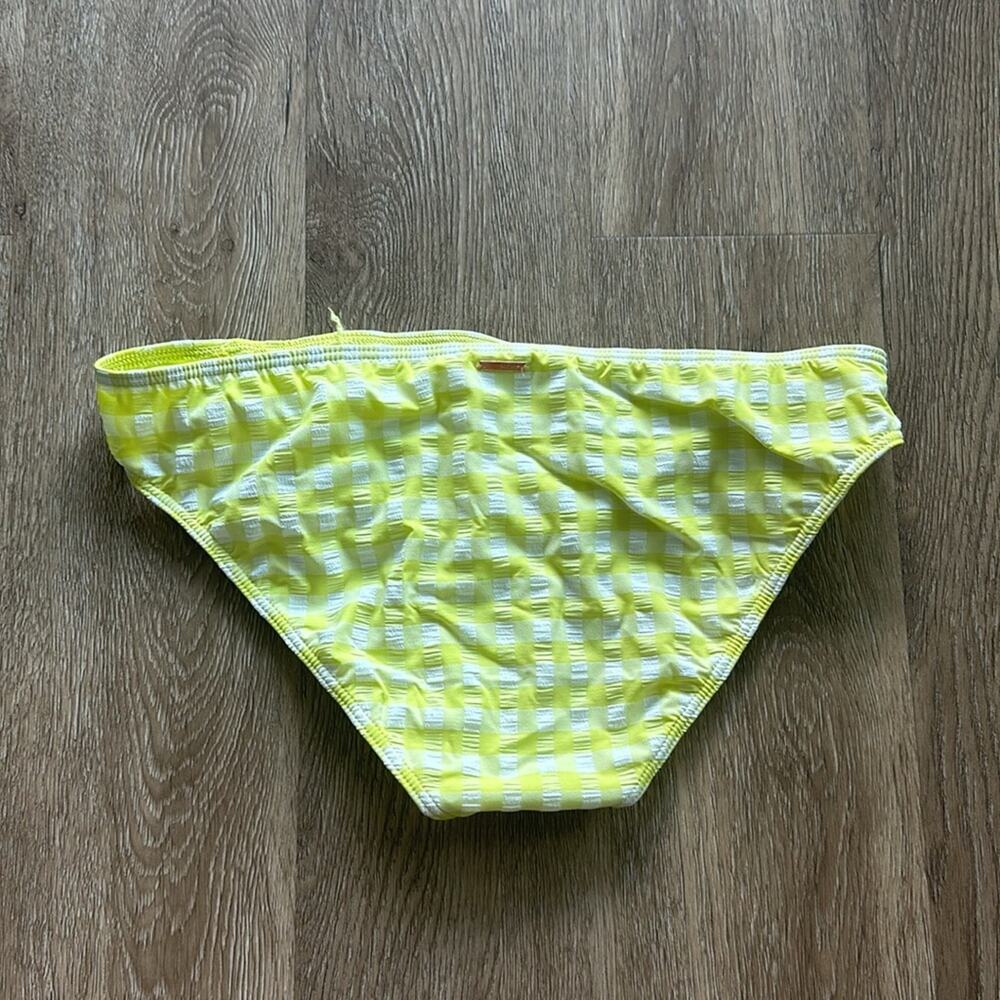 Roxy Beautiful Sun Full Coverage Bikini Bottom Yellow & White Gingham Large - Picture 4 of 4